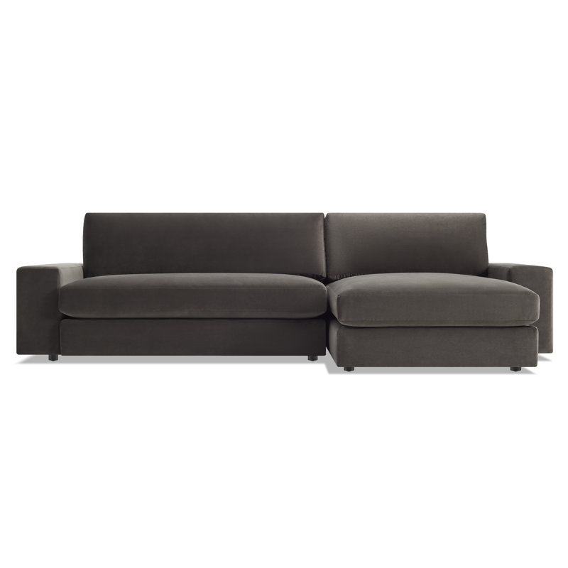 Esker Chaise Sectional, Left Hand Facing, Storm Velvet