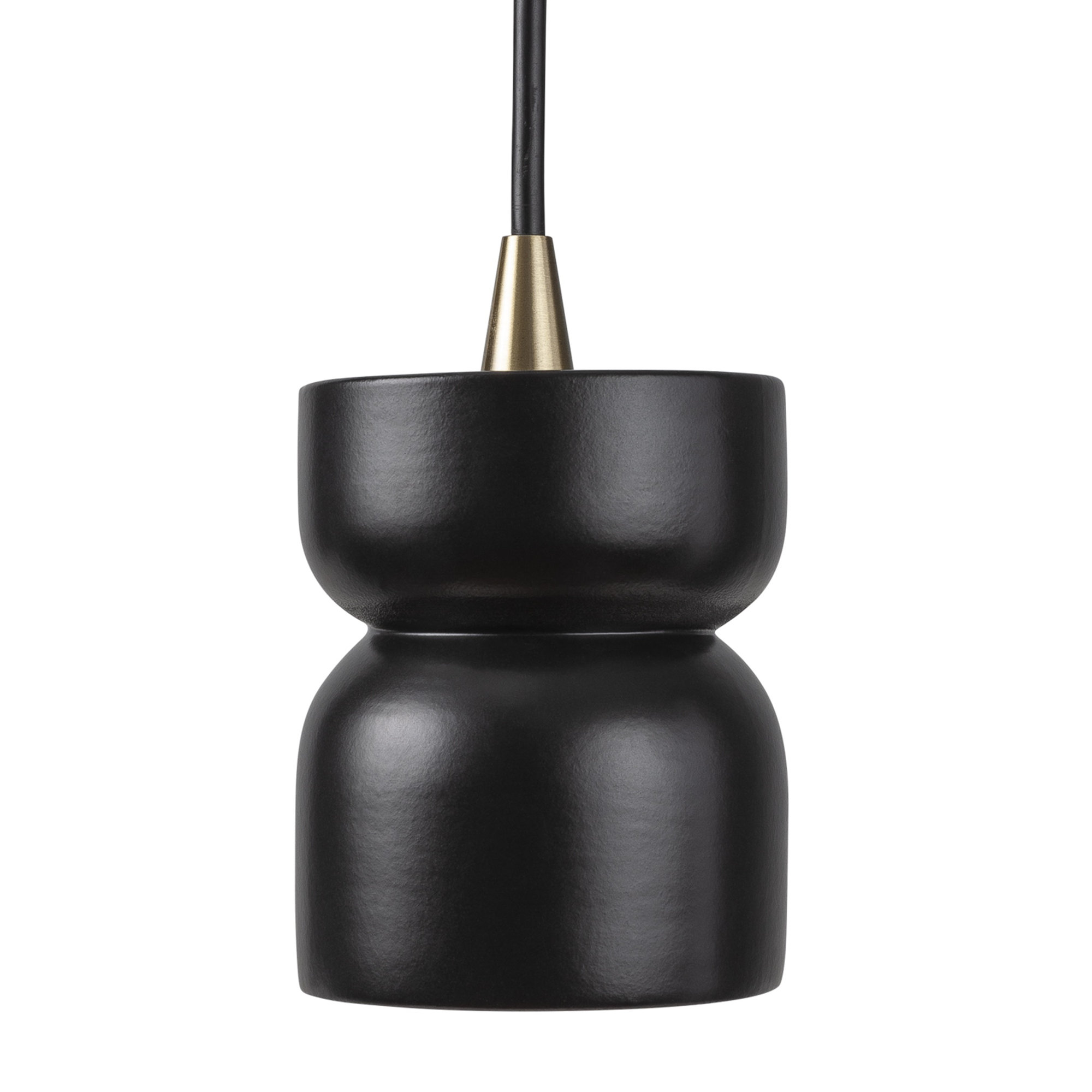 Leni Ceramic Dimmable Pendant, Antique Brass, Carbon Matte Black