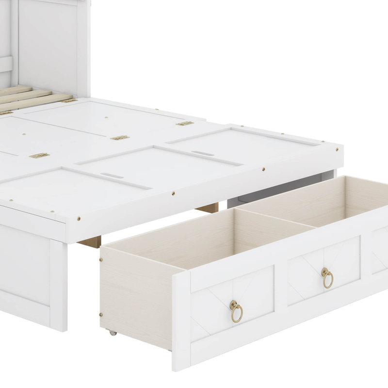 Cato Murphy Bed With USB Port And A Large Drawer, White, Queen