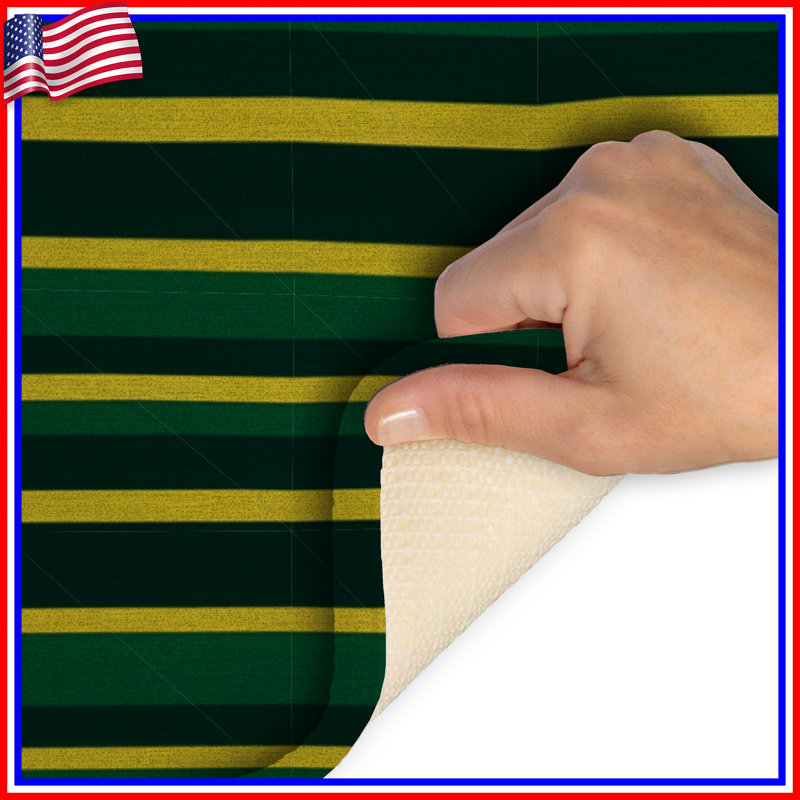 Tapis de bain à rayures, Simple - L 24 po x l 17 po, Vert / rayures jaunes