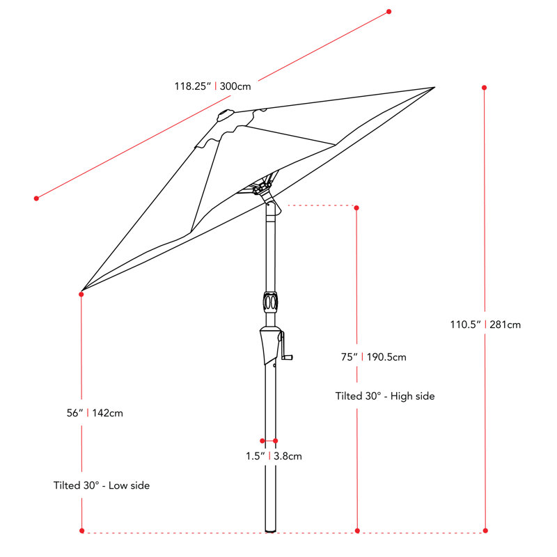 Parasol de marché 9,8 pi Bryn, Gris sableux