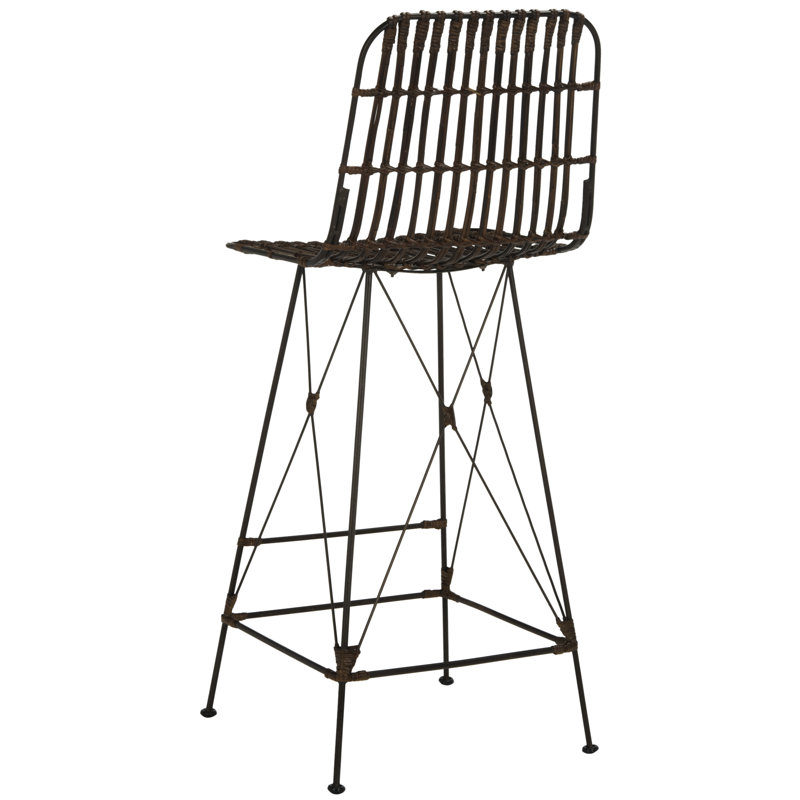 Counter Stool with Metal Frame, Brown