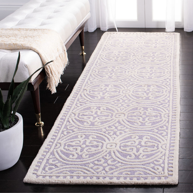 Tapis lavande / ivoire Canace, Tapis de couloir 2 pi 6 po x 12 pi