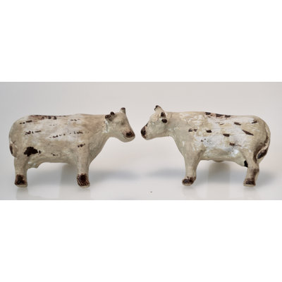 Pair of 2 Whitewashed Cow Knobs