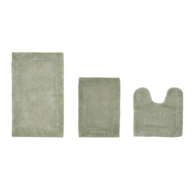 Edge 100% Cotton Tufted Premium 3 Piece Bathroom Rug Set Machine Washable Extra Soft & Absorbent Reversible Bath Rug