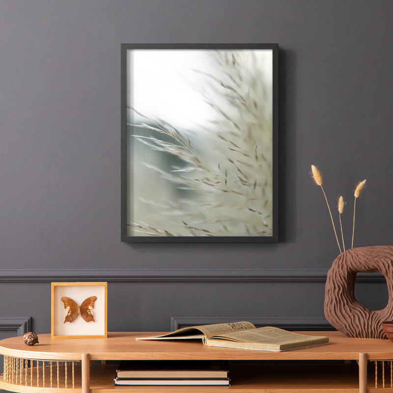 «Subtle Graminées II», reproduction encadrée - bois massif, Noir, H 20 po x l 16 po