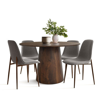 Benvinda 5 - Piece Round Pedestal Dining Table Set