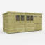 Total Sheds 15ft x 5ft Pent Garden Shed - Double Door - With Windows - Pressure Treated Timber - UK Manufactured