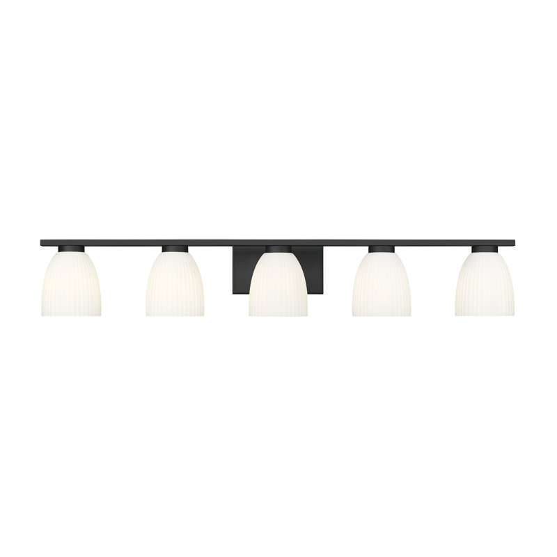 Mateo Modern Vanity, 5 Lights, Matte Black, 6.5" H x 40" W x 6.5" D