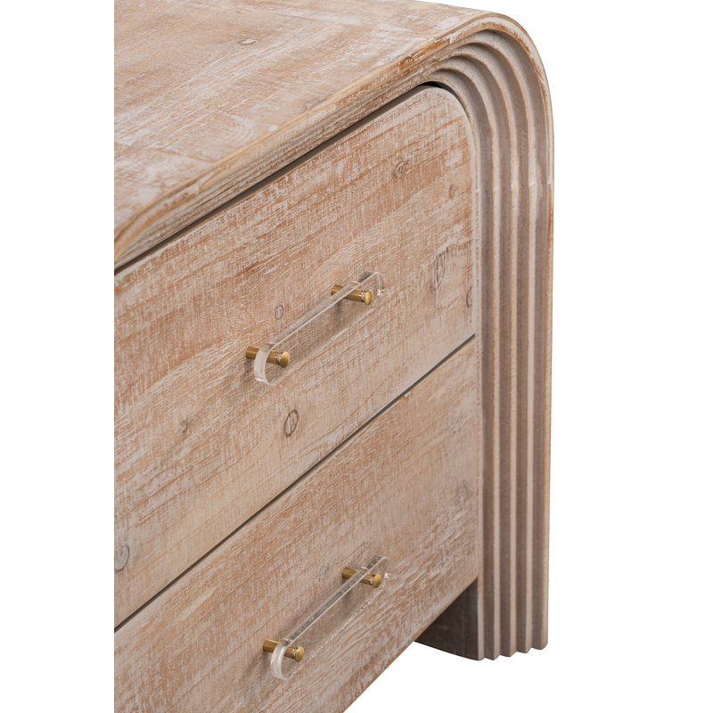 Fratcher Modern Wood Side Table with Waterfall Edge and Single Drawer – Sculptural Nightstand or End Table with Drawer Storage
