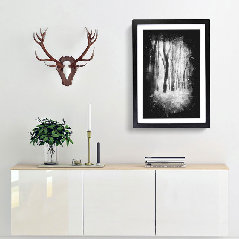 Forest Blur - Framed Print, 87cm H x 62cm W x 2cm D, Black Framed