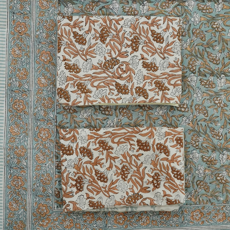 Fabdivine Pure Cotton Bedsheet Set – Handmade Bedsheet with Matching Pillow Covers – Premium Bedding, Khoobsurat,