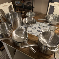 Mueller Pots and Pans Set 17-Piece, Ultra-Clad Pro Stainless Steel Cookware  Set, Ergonomic EverCool Handle - Bed Bath & Beyond - 39731278