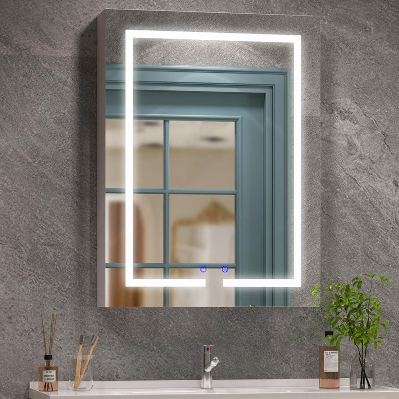 Chriss W H Wall Mounted Required Frameless Medicine Cabinet Mirror 3 Adjustable, 80cm H x 60cm W x 13cm D