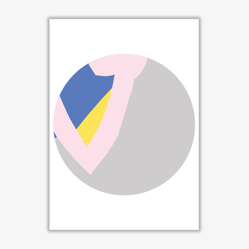 Grey, Pink And Navy Abstract Circle - Print, No Frame, 30 cm H x 21 cm W x 1 cm D