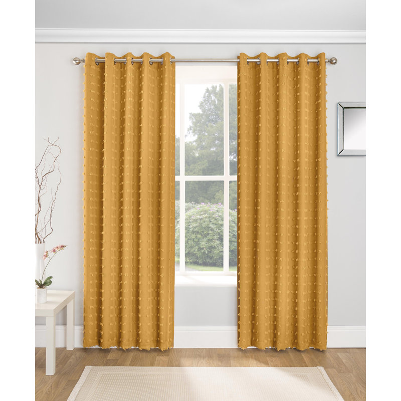 Brummett Semi Sheer Curtain Pair, Honey, 168 W x 137 D cm