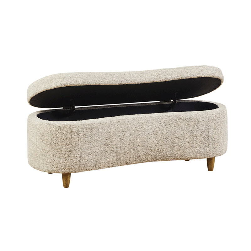 Bailey 48" Beige Boucle Flip Top Storage Bench