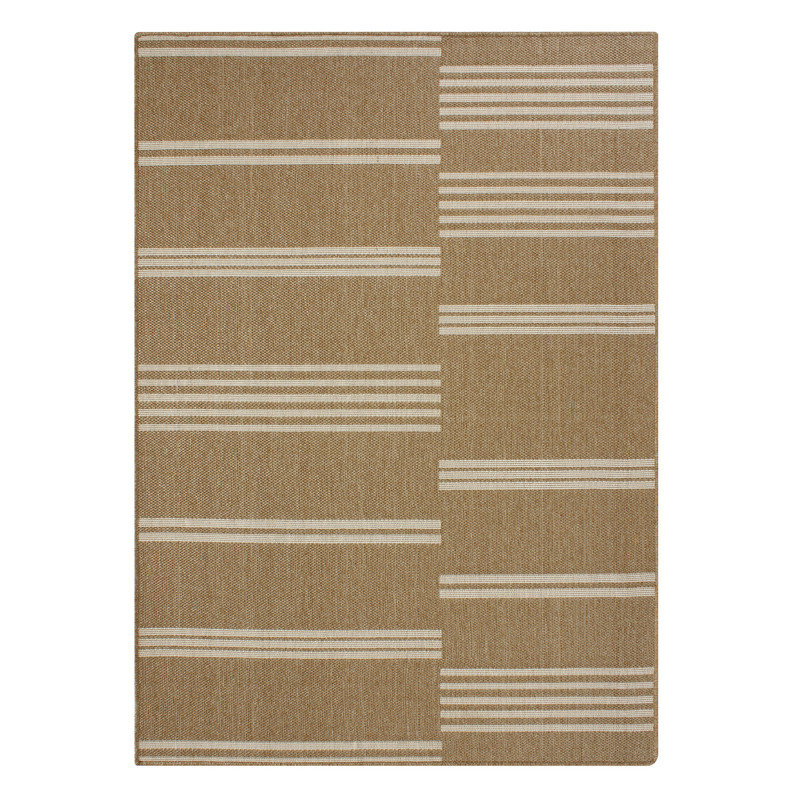 Linear Stripes Weave Indoor Outdoor Rug, Lightweight & Portable 5x7 ft Patio Area Rug
