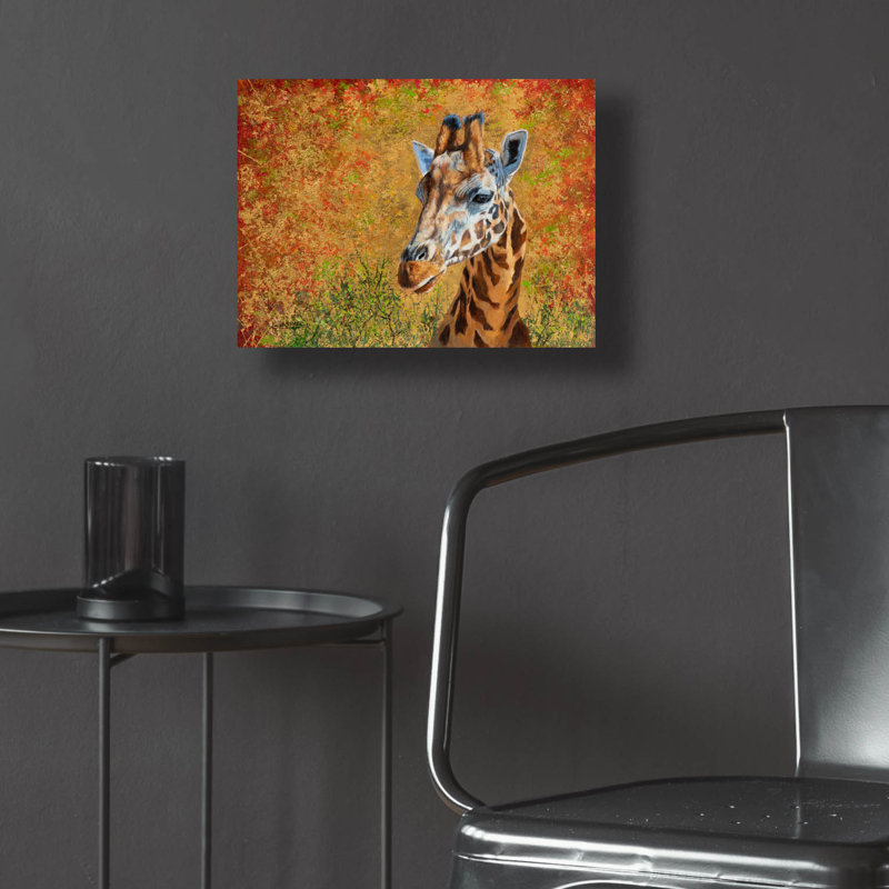 Girafe en or2 par David Stribble, art mural en verre acrylique, H 12 po x l 16 po