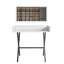 Table de maquillage moderne avec miroir, blanc et noir, 39,4 po x 35,8 po x 19,7 po | 100% panneau de particules enduit de mélamine, épaisseur: 0,7 pouce | Pieds en métal, fixation murale, tablettes multiples, design élégant et fonctionnel