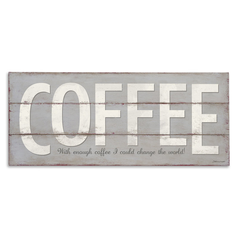 «Coffee Funny Word Kitchen Bathroom Room Textured Design», impression sur toile, H 13 po x l 30 po