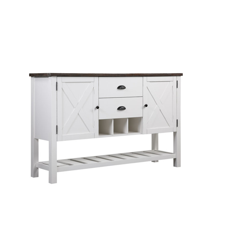 Brown And White 2-Drawer Server