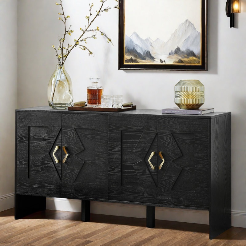 Buffet 60 po Mid Century Modern Buffet, Noir