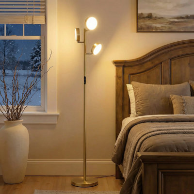 Lampe sur pied à DEL avec arbre, lampe sur pied moderne à intensité variable avec télécommande et commande tactile, 3 lampes sur pied rotatives avec minuterie, 4 températures de couleur, lampe sur pied haute pour le salon, la chambre à coucher, le 