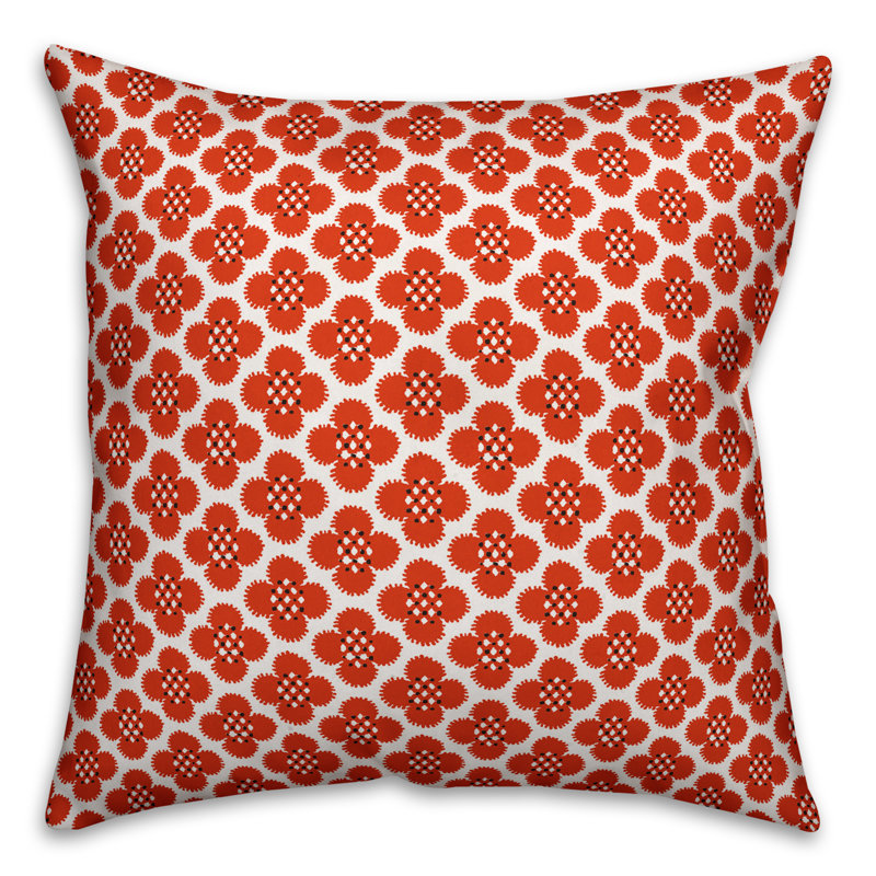 Housse de coussin Floral, 16 po x 1 po, Rouge