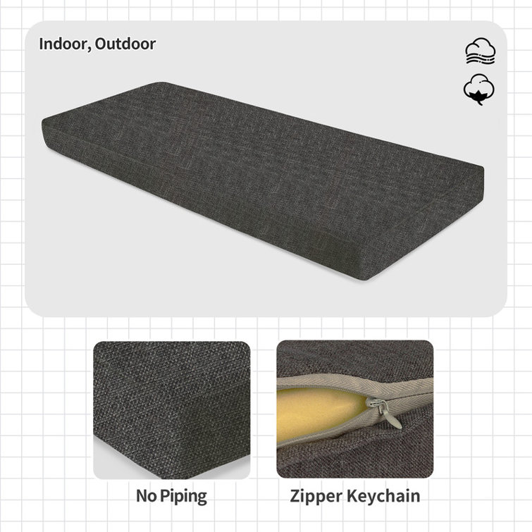 1'' H Customizable Bench Cushion For Indoor/Outdoor Furniture/Chair/Window Seat, Premium 75D High-Resilience Foam