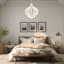 Lustre géométrique en bois 5 lumières Lazlo