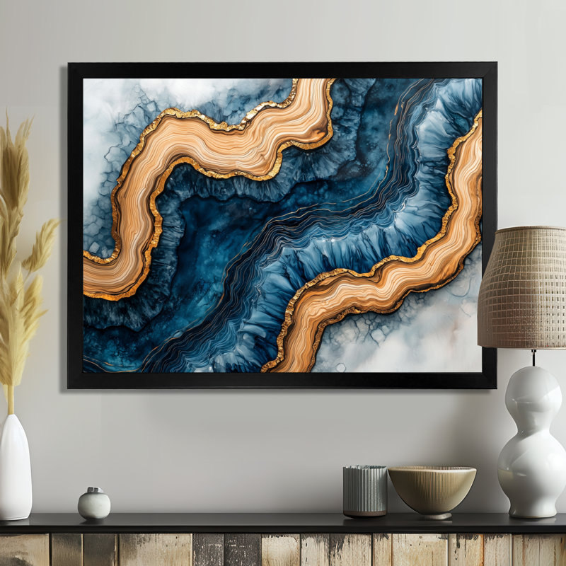 Safire Lake Into The Pine Forest I - cristaux, art mural, H 30 po x l 40 po, Floater Framed, Noir