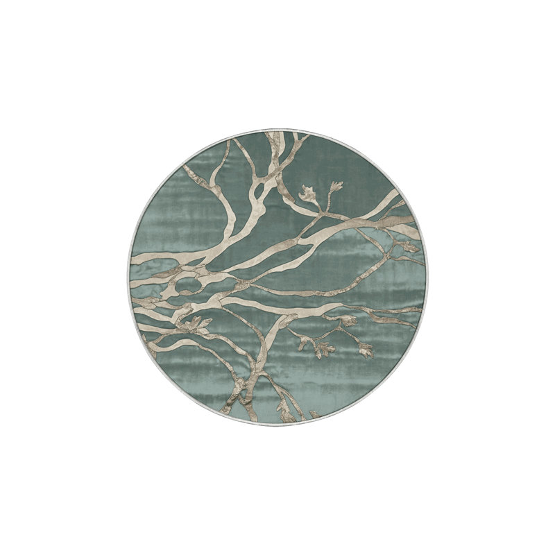 Machine Washable Green Area Rug, Round 5'
