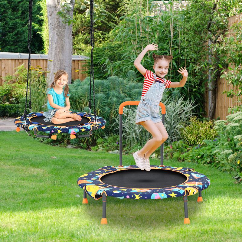 Trampoline pliable pour tout-petits 3 'avec guidon Gymax