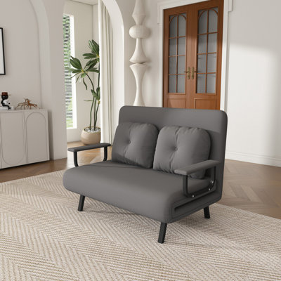 Fauteuil convertible 5-en-1 de 46 po pour deux personnes - Dossier réglable à 5 positions avec coussin, canapé-lit peu encombrant pour le salon, la chambre à coucher et le bureau (l 71,6 po x P 46 po) (gris)