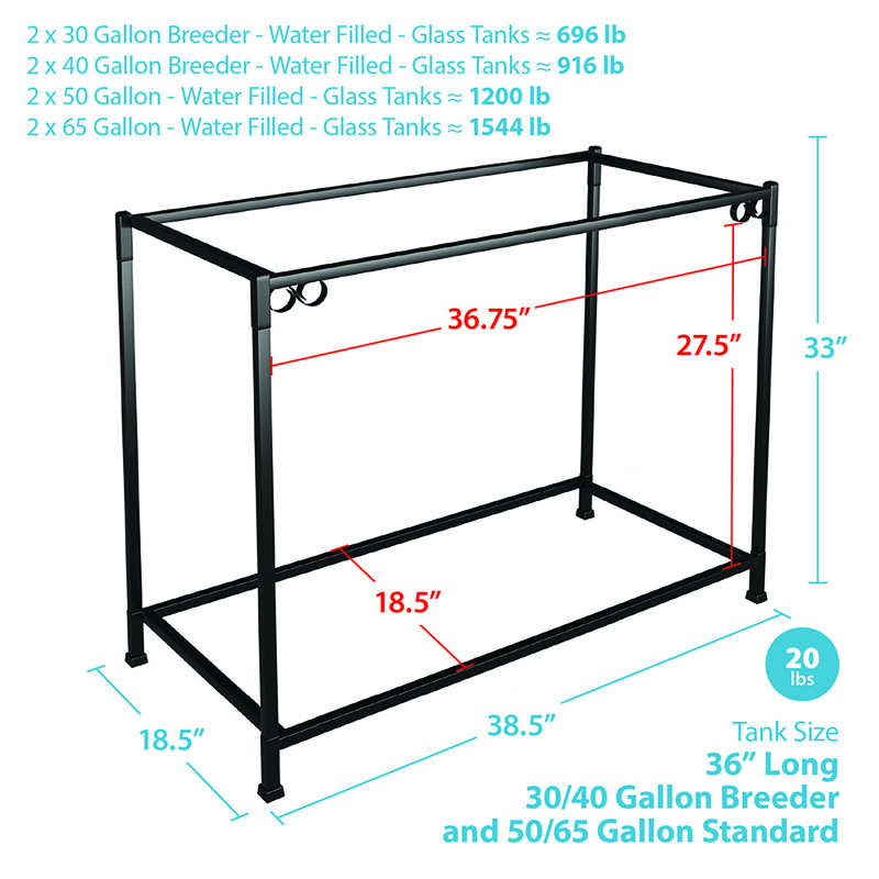 Rectangle Aquarium Stand, Black 65 Gallon