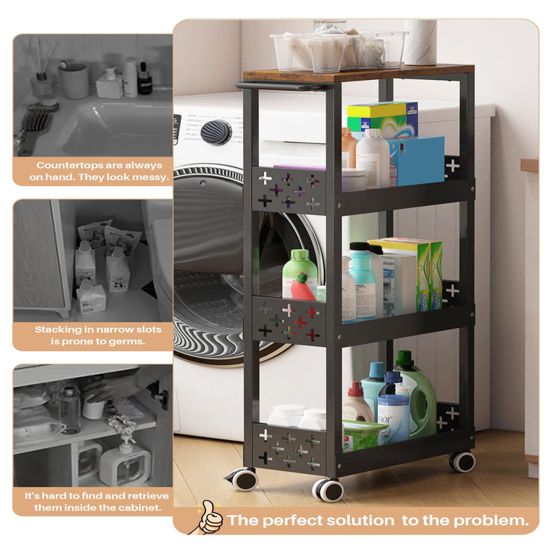 17 cm W Storage Rack, Black