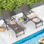 Patio Folding Chaise Lounge Chairs With 6-level Backrest Reclining Chairs