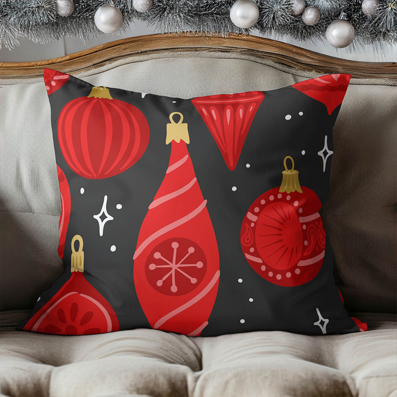 Coussin décoratif d'intérieur Ornaments, Argent / gris anthracite, Carré 16 po