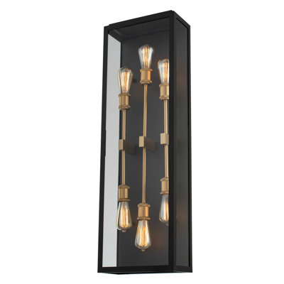 Ashland 6 LT Black w/ Sanded Gold Outdoor Wall Sconce Kalco