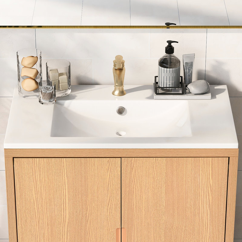 Lavabo de salle de bain rectangulaire en résine 30 po x 18 po - blanc, installation facile et nettoyage, 1 trou de robinet, moderne avec installation