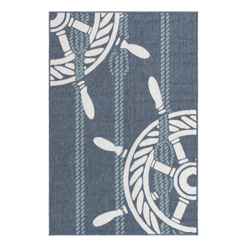 Tapis bleu marine intérieur / extérieur Bethzy, Rectangle 4 pi x 6 pi