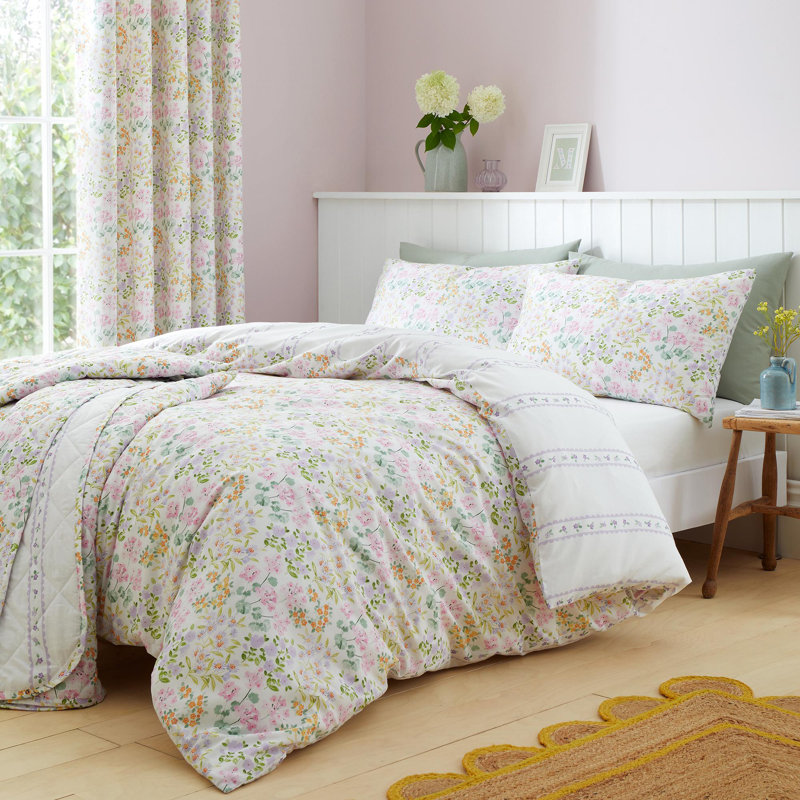 Edith Cotton Blend Duvet Cover Set with Pillowcases Included, Single Duvet Cover Set + 1 Pillowcase