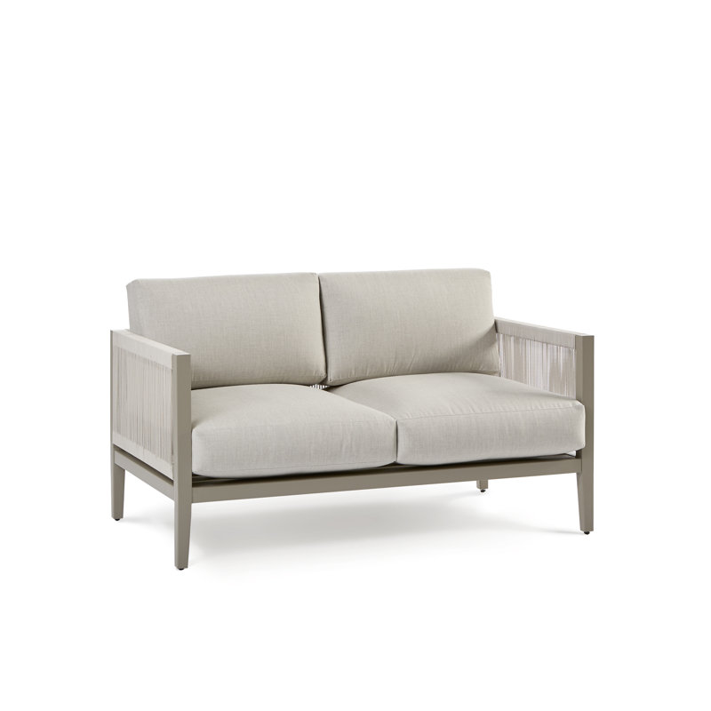 Tovias 55.5'' Wide Aluminum Loveseat with Cushions, Cast Silver Sunbrella®