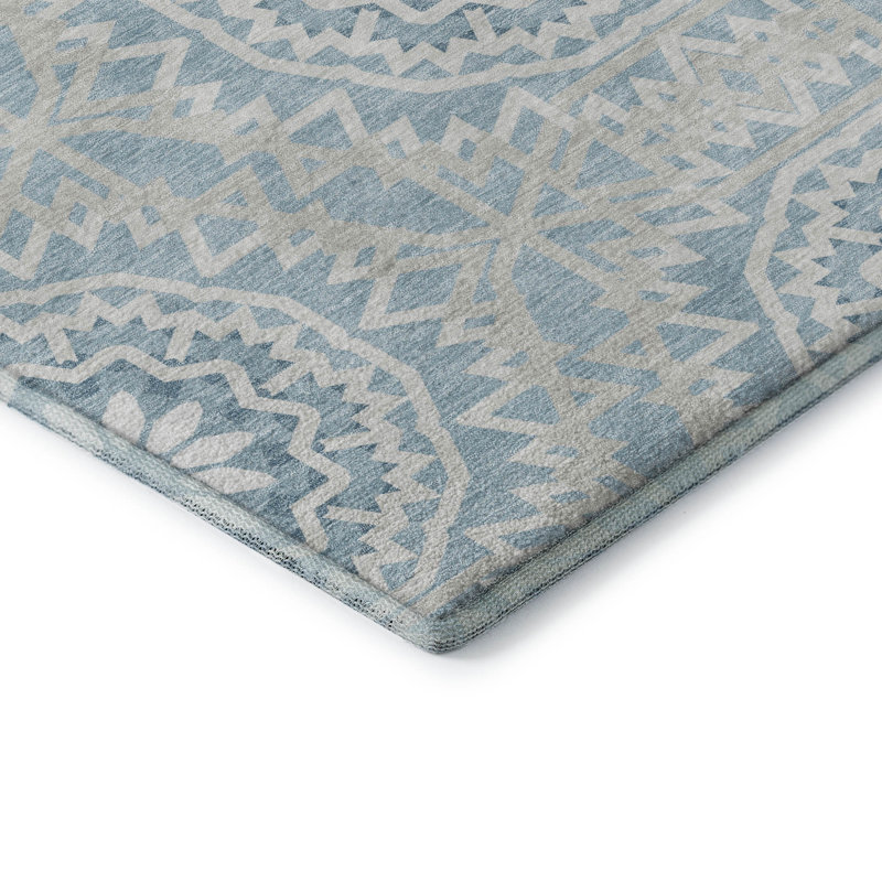 Tapis en denim de qualité supérieure lavable à la machine Cerrito, Rectangle 10 pi x 14 pi