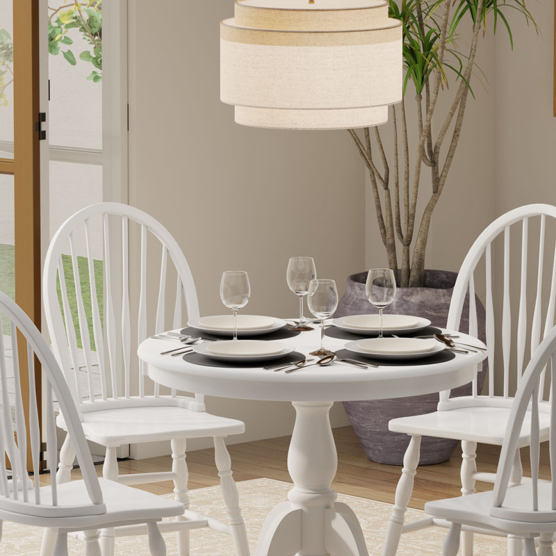 Chaise d'appoint à dossier Windsor en bois massif Wisconsin, Blanc pur