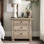 Table de chevet de chambre à coucher avec placage de bouleau gris, rangement de tiroir caché, 2 tiroirs, sans assemblage en gris, nécessaire