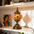 Stained Glass Table Lamp, Bohemian Night Light, Brass Finish Accent Lamp