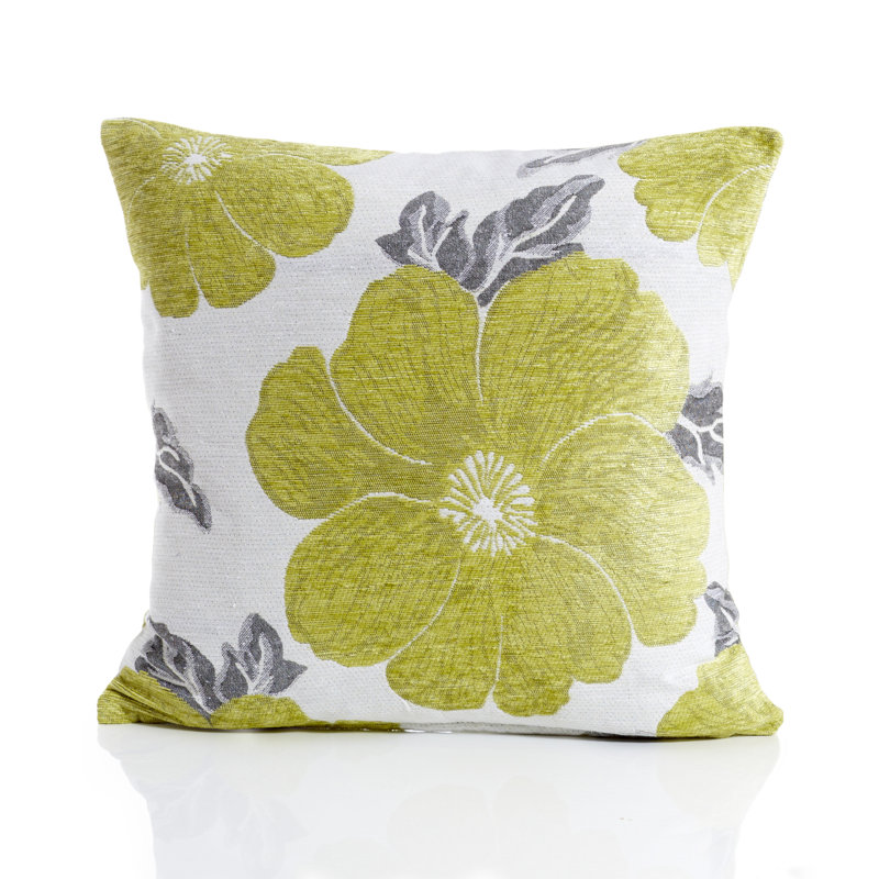 Darionte Poppy Chenille Cushion Cover with Filler Pad, Lime, 45 cmH x 45 cmW