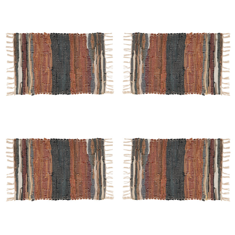 Rustic Multicolor Leather Chindi Placemats Set of 4